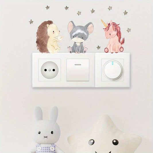 6pcs Animal Wall Decals Self Adhesive PVC Animal Stickers Kids Bedroom Nursery