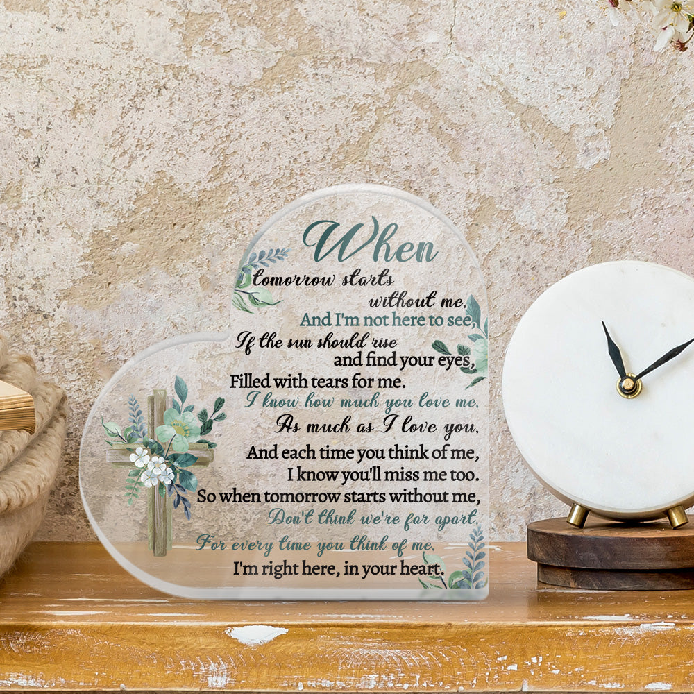 Decorative plaque with a poem and floral design on a textured wall background