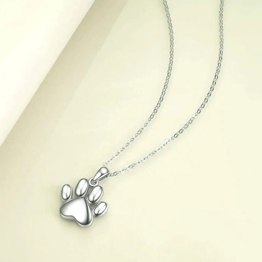 Pet Paw Ashes Necklace Memorial Pendant Ashes Locket Cremation Urn Keepsake in Stainless Steel Gift For Loss Of Pet Bereavement Sympathy Remembrance