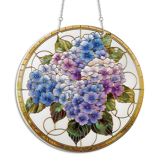 Perennials Blossom Round Acrylic Multi-Coloured Hanging Ornament Indoor/Outdoor Garden Window Conservatory Plaque Ready To Hang Sunlight Decor