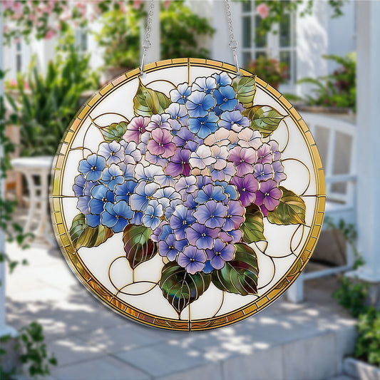 Perennials Blossom Round Acrylic Multi-Coloured Hanging Ornament Indoor/Outdoor Garden Window Conservatory Plaque Ready To Hang Sunlight Decor
