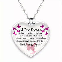 A True Friend Best Friends Necklace Heart-Shaped Pendant Butterfly Theme Gift