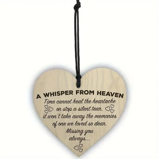 A Whisper From Heaven Wooden Hanging Heart Memorial Shabby Chic Sign Plaque Ornament