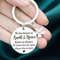 Aunt & Niece Keyring Stainless Steel Cute Keychain Engraved Keepsake