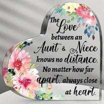 Aunt & Niece Love Heart-Shaped Block Acrylic Plaque Birthday Gift