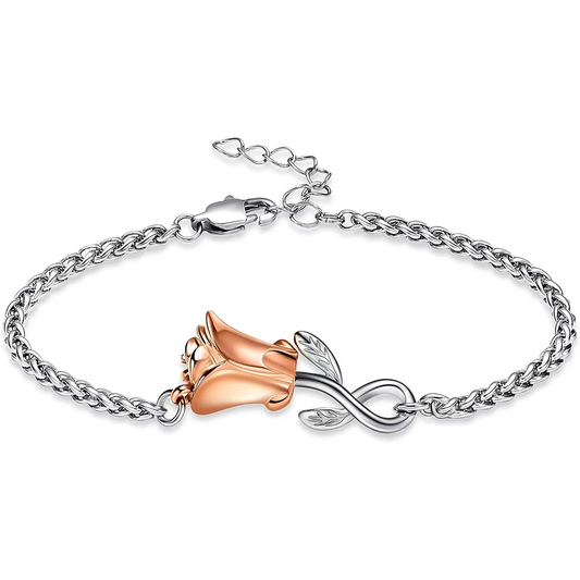 Rose Ashes Bracelet Memorial Ashes Locket Cremation Urn Keepsake in Stainless Steel Gift For Loss Of Loved One Bereavement Sympathy Remembrance