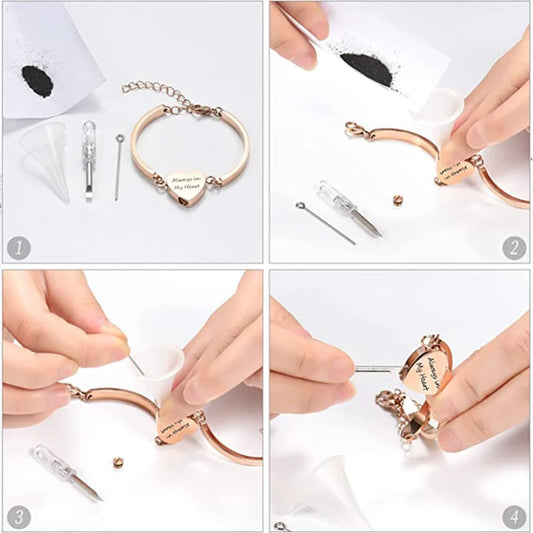 Always In My Heart Ashes Bracelet Memorial Ashes Locket Cremation Urn Keepsake in Stainless Steel Gift For Loss Of Loved One Bereavement Sympathy Remembrance