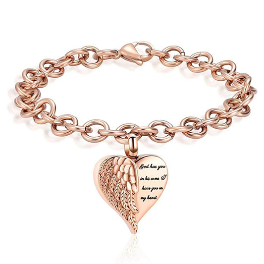Angel Wings Ashes Bracelet Memorial Ashes Locket Cremation Urn Keepsake in Stainless Steel Gift For Loss Of Loved One Bereavement Sympathy Remembrance