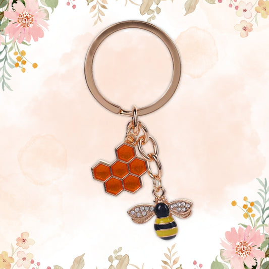 Bee Honey Bee Charm Rhinestone Keyring Bee Lovers Metal Keychain Gift For Friend Mother Aunt Daughter Niece Grandma For Birthday Special Occasion