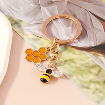 Bee Honey Rhinestone Keyring Bee Lovers Metal Keychain