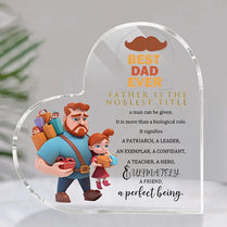 Best Dad Ever Heart-Shaped Block Acrylic Plaque Birthday Father's Day