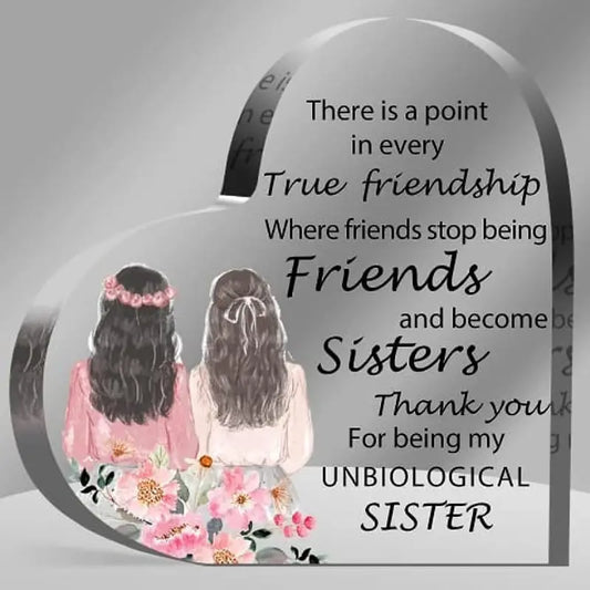 Best Friend Sister Heart-Shaped Block Acrylic Plaque Birthday Keepsake Gift BFF