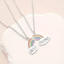 Best Friends Pendant Necklaces Set of 2 Rainbow Cloud Splicing Charms, Cute Celestial-Themed Jewellery