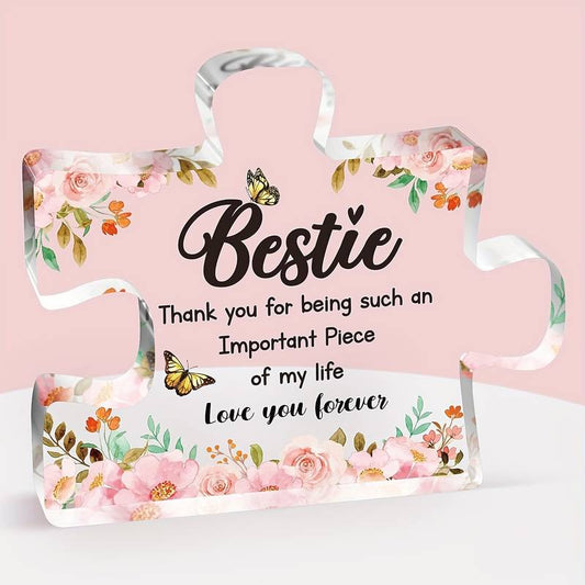 Bestie Best-Friend Puzzle-Shaped Block Acrylic Plaque Birthday Friendship BFF Gift