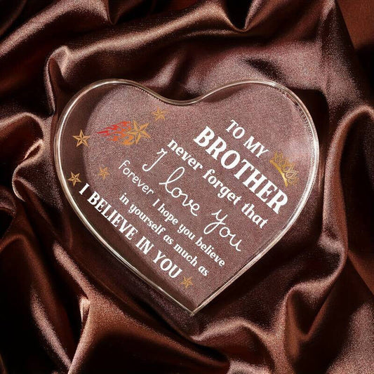 Brother Sibling I Love You Heart-Shaped Block Acrylic Plaque Sign