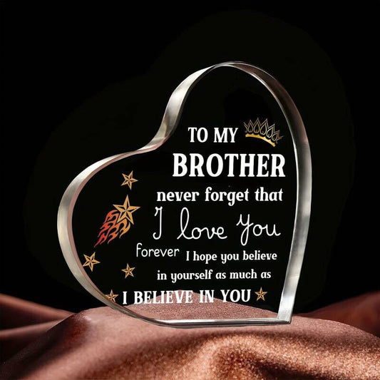 Brother Sibling I Love You Heart-Shaped Block Acrylic Plaque Sign