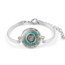 Buddhism Chakra Mandala Vintage Glass Dome Cabochon Wrist Bracelet