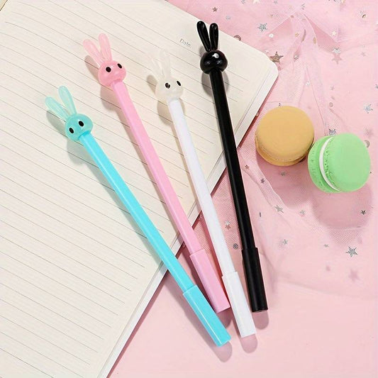 4pcs Cute Cartoon Bunny Ears Rollerball Gel Pen School Office Supplies Pens