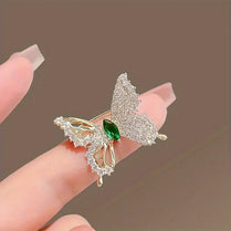 Butterfly Shaped Brooch with Shiny Rhinestones Clothing Lapel Pin 2.3 x 2.5cm