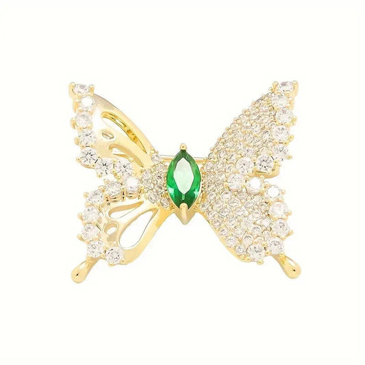 Butterfly Shaped Brooch with Shiny Rhinestones Clothing Lapel Pin 2.3 x 2.5cm