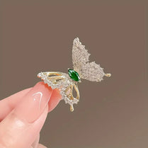 Butterfly Shaped Brooch with Shiny Rhinestones Clothing Lapel Pin 2.3 x 2.5cm