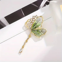 Butterfly Rhinestone Gems Inlaid Brooch Pin Elegant Clothing Lapel Pin