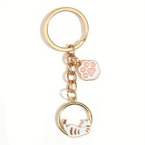 Cartoon Cat & Paw Keychain Cute Animal Keyring Purse Handbag Car Charm Pendant