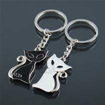 Cute Couple Cat Keychain Keyrings Metal Fashion Enamel Trinket