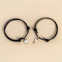 Couples Love Heart Lock & Key Bracelets Set Relationship Bracelets Gift