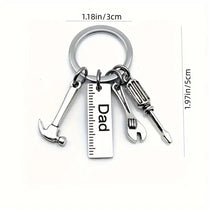 Dad Grandpa Uncle Gift Handy Man Tools Keychain Metal DIY Keyring Hammer Wrench