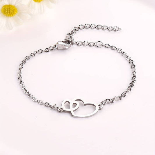 Eternal Love Double Heart Stainless Steel Bracelet