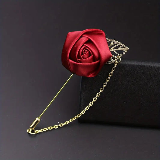 Elegant Men's Rose Brooch Wedding Event Special Occasion Pin Accessory