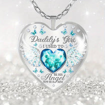 Exquisite Butterfly Daddy's Girl Memorial Heart-Shaped Necklace Pendant