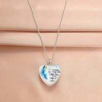 Exquisite Butterfly I'll Miss You Heart-Shaped Crystal Memorial Double Sided Pendant Necklace