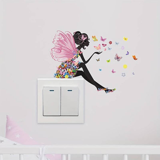 Butterfly Flower Fairy Cute Wall Decals For Bedroom, Living Room, Nursery