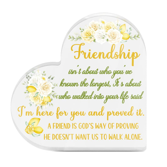 Friendship I'm Here For You & Proved It Heart-Shaped Block Acrylic Plaque Gift Free-Standing Sign Keepsake For Bestie Best Friends Friendship For Birthday Present Special Occasion