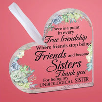 Friendship Sisters Thank You Heart-Shaped Acrylic Hanging Plaque Birthday Friendship BFF