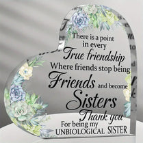 Friendship Sisters Thank You Heart-Shaped Block Acrylic Plaque Birthday Friendship BFF