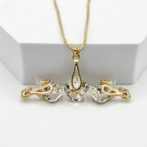 Elegant Gold Zinc Alloy Crystal Rhinestone Necklace & Earrings Inlaid Jewellery Set