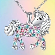 Gorgeous Unicorn Sparkling Rhinestones Hanging Pendant Necklace V2