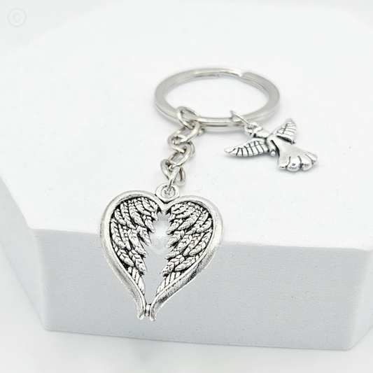 Guardian Angel Charm Feather Wings Charm Keyring