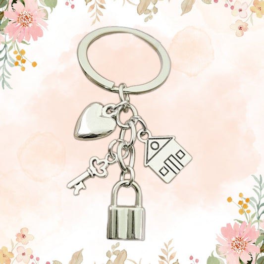 Home Keychain Heart Key And Lock Love House Keyring For Friend Mother Aunt Daughter Niece Grandma For Birthday Special Occasion For House Warming