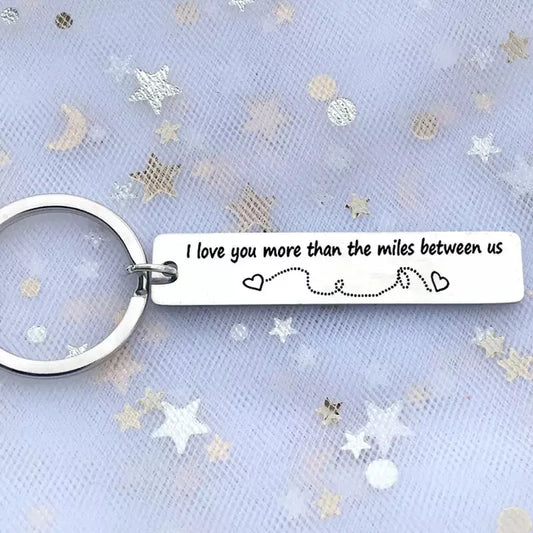 I Love You More Than The Miles Between Us Couple Keyring Charm Keychain Gift