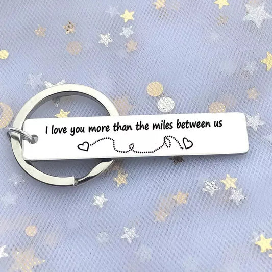 I Love You More Than The Miles Between Us Couple Keyring Charm Keychain Gift