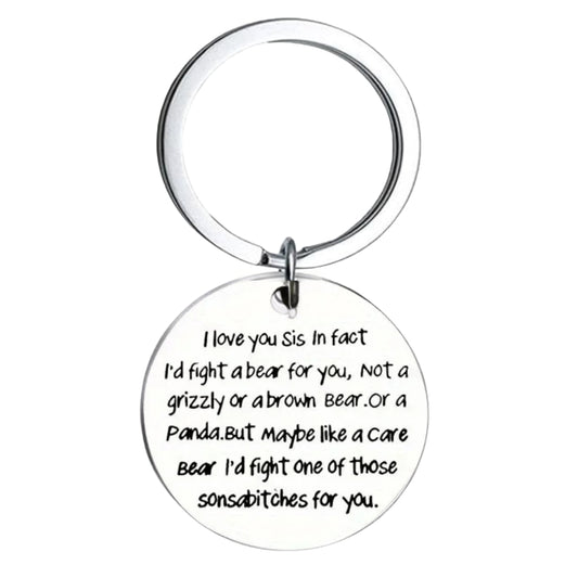 I Love You Sis Keyring Sister Sibling Round Keychain Gift For BFF Best Friend Bestie Friendship For Birthday Friendship Day Special Occasion