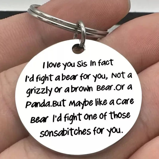 I Love You Sis Keyring Sister Sibling Friend BFF Round Keychain Best Friend Gift