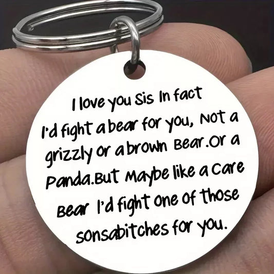 I Love You Sis Keyring Sister Sibling Friend BFF Round Keychain Best Friend Gift