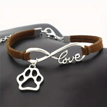 Infinity Love Pet Dogs Paw Charm Bracelet For Dogs Lover Friends Jewellery Gift