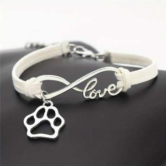 Infinity Love Pet Dogs Paw Charm Bracelet For Dogs Lover Friends Jewellery Gift