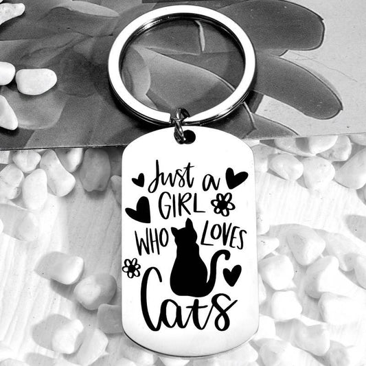 Just A Girl Who Loves Cats Keychain Cute Stainless Steel Cute Keyring